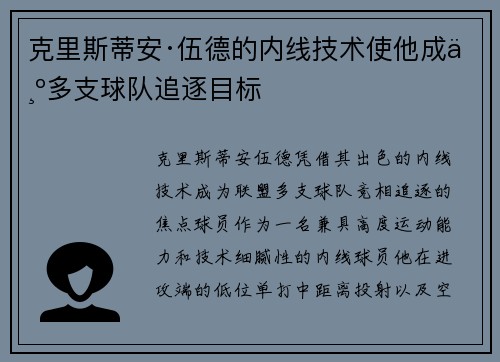 克里斯蒂安·伍德的内线技术使他成为多支球队追逐目标